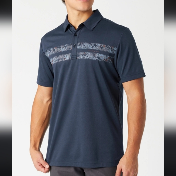 Travis Matthew Pier Runner Polo Shirt Size Small Total Eclipse Navy Blue Golf - Picture 1 of 11